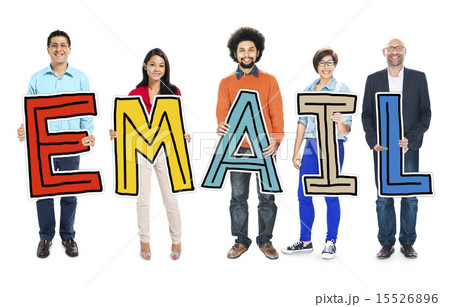 Multiethnic Group of People Holding Letter with Email Concept 15526896
