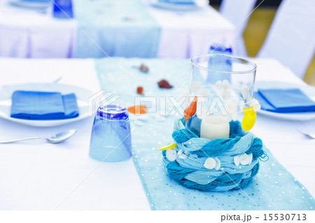 Dining table setting with shellfish 15530713