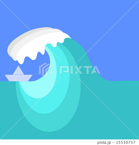 Big Sea Wave and Paper Ship 15530757