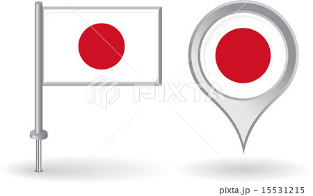 Japanese pin icon and map pointer flag. Vector 15531215