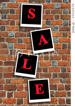 inscription sale on the red brick wall inscription sale on the red brick wall 15532570