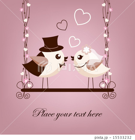 Two birds, bride and groom on the swings 15533232