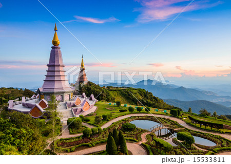 Two pagoda on the top in an Inthanon mountain, Two pagoda on the top in an Inthanon mountain, 15533811