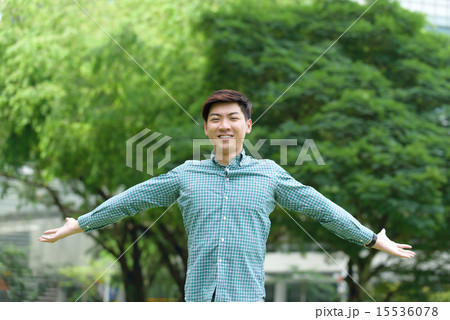 Chinese student with open arms Chinese student with open arms 15536078