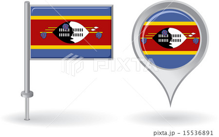 Swaziland pin icon and map pointer flag. Vector 15536891