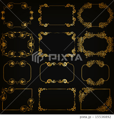 Vector set of gold decorative borders, frame Vector set of gold decorative borders, frame 15536892