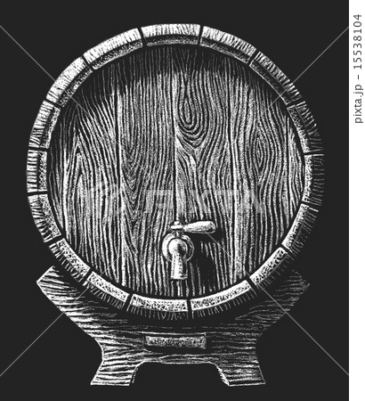 Vector wooden barrel drawn on the chalkboard Vector wooden barrel drawn on the chalkboard 15538104