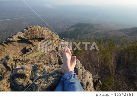 Bare feet of female hiker Bare feet of female hiker 15542361