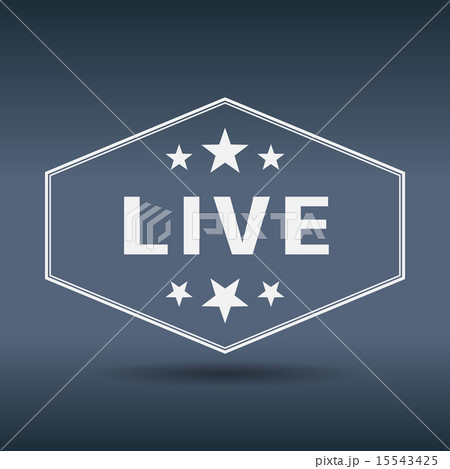 live hexagonal white vintage retro style label 15543425