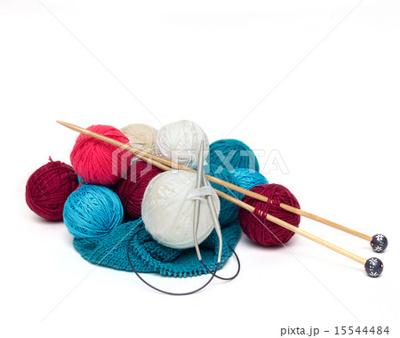 colorful balls of wool with needles colorful balls of wool with needles 15544484