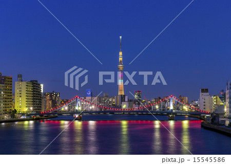 清洲橋とスカイツリー夜景 15545586