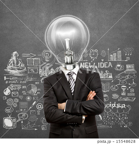 Lamp Head Man In Suit With Crossed Hands 15548628