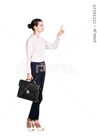 Woman with forefinger up Woman with forefinger up 15550224