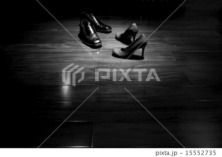 Couple shoes on dance floor in black and white 15552735