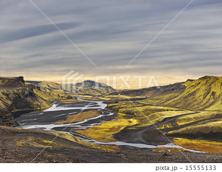 Surreal landscape of Landmannalaugar - Iceland 15555133