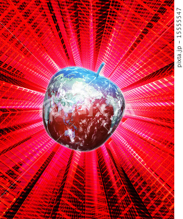 温暖化したリンゴ果実の地球 温暖化したリンゴ果実の地球 15555547