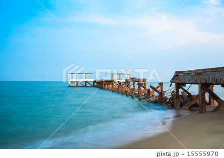 old Jetty damage at sand beach 15555970