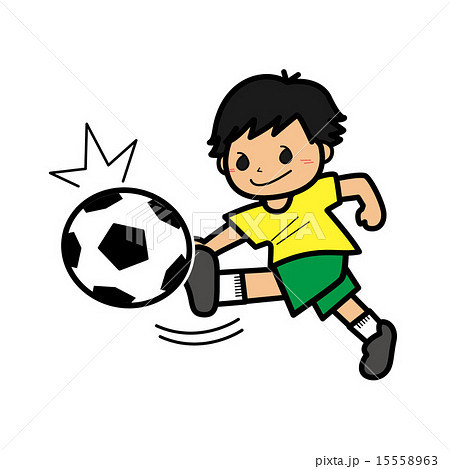 サッカーボールをける少年のイラスト素材