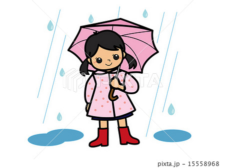 傘をさす女の子のイラスト素材 15558968 Pixta