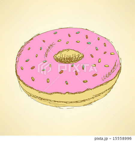 Sketch tasty donut in vintage style 15558996