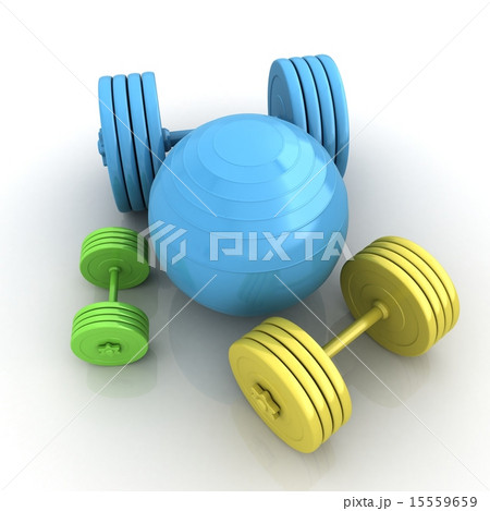 Fitness ball and dumbell Fitness ball and dumbell 15559659