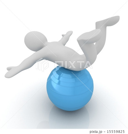 3d man exercising position on fitness ball 3d man exercising position on fitness ball 15559825