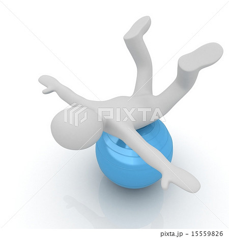 3d man exercising position on fitness ball 15559826