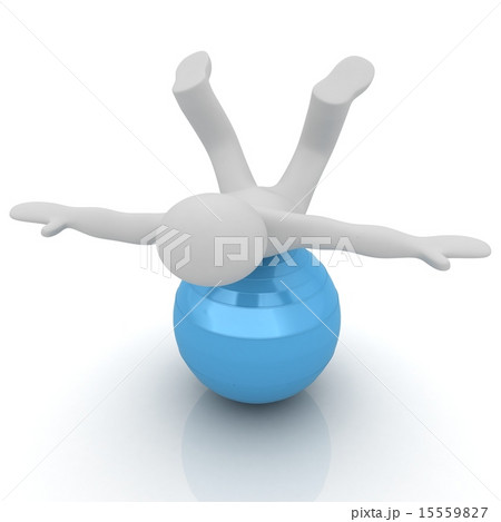 3d man exercising position on fitness ball 15559827
