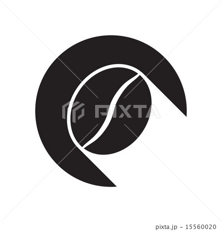 black icon with coffee bean and stylized shadow 15560020
