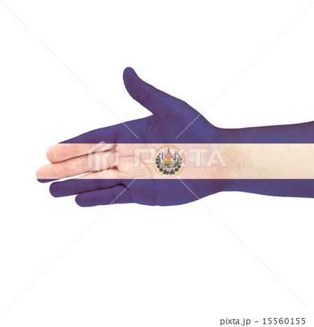 El Salvador flag on hand isolated on white 15560155