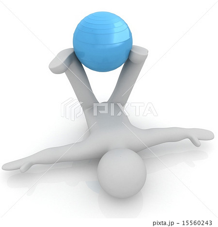 3d man exercising position on fitness ball 15560243
