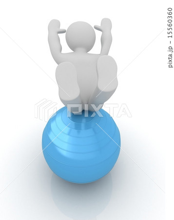 3d man exercising position on fitness ball 3d man exercising position on fitness ball 15560360