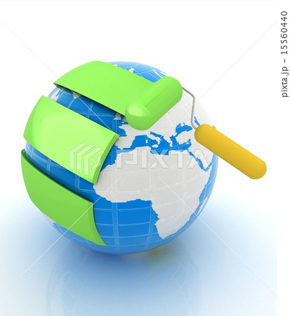 Rollers brushes paints around planet Earth 15560440