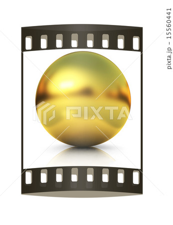 Gold Ball 3d render. The film strip Gold Ball 3d render. The film strip 15560441