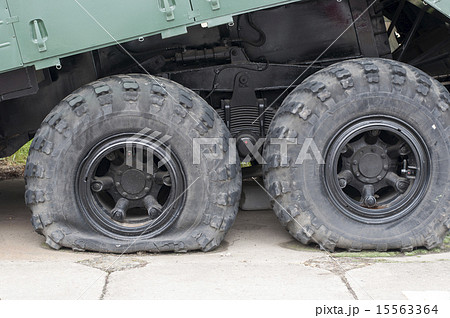Flat tire of military vehicles Flat tire of military vehicles 15563364