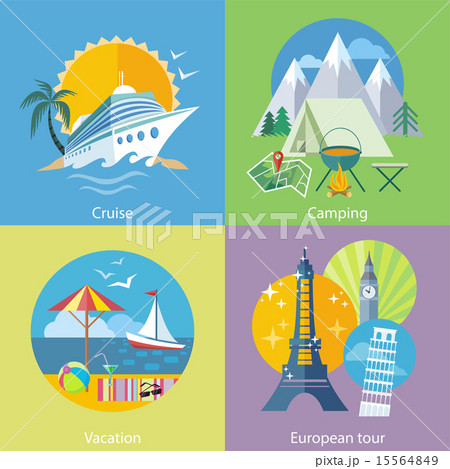 Traveling Tour, Cruise Ship and Camping Concept 15564849