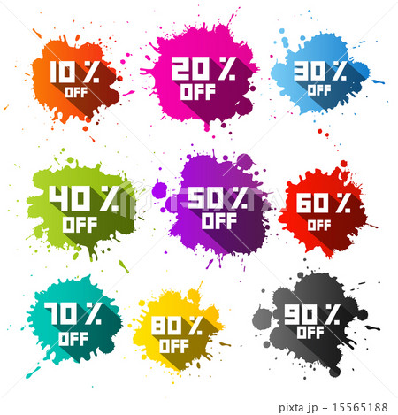 Colorful Vector Discount Sale Blots - Splashes Set 15565188