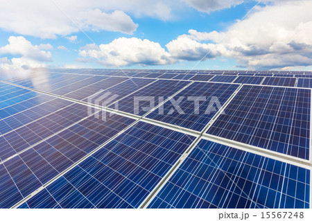 快晴の中のソーラーパネル 太陽光発電パネル solar panel 快晴の中のソーラーパネル 太陽光発電パネル solar panel 15567248