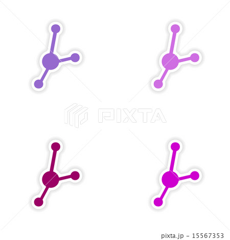 assembly realistic sticker design on paper molecules 15567353