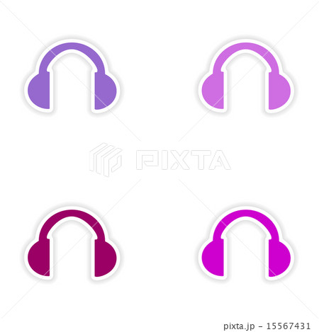 assembly realistic sticker design on paper headphones 15567431