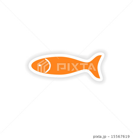 icon sticker realistic design on paper fish 15567619