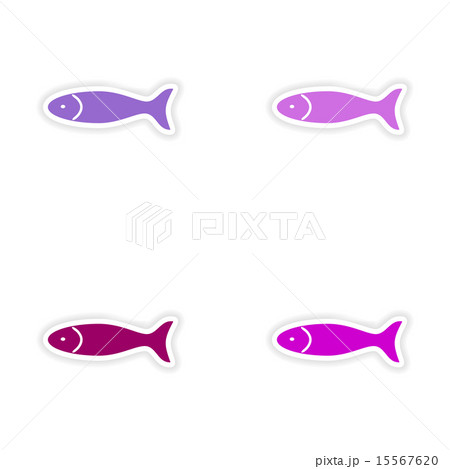 assembly realistic sticker design on paper fish 15567620