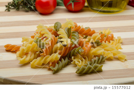 Raw fusilli pasta 15577012