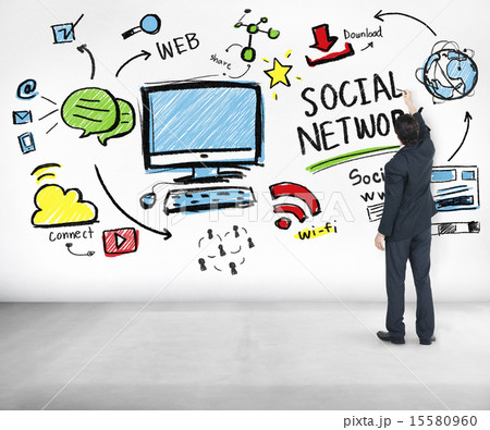 Social Network Social Media Businessman Writing Ideas Concept Social Network Social Media Businessman Writing Ideas Concept 15580960