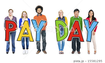 Group of People Standing Holding Payday Letter 15581295