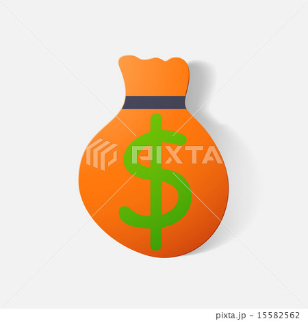 Paper clipped sticker: bag of money 15582562