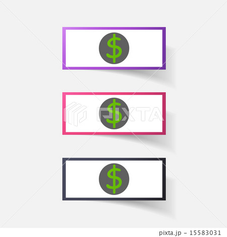 Paper clipped sticker: money, dollar bill with the image Paper clipped sticker: money, dollar bill with the image 15583031