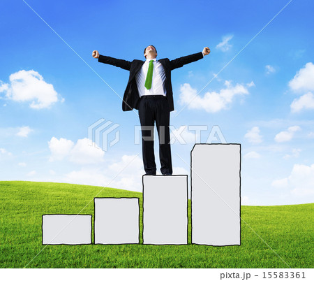 Businessman Bar Graph Success Achievement Goal Concept Businessman Bar Graph Success Achievement Goal Concept 15583361