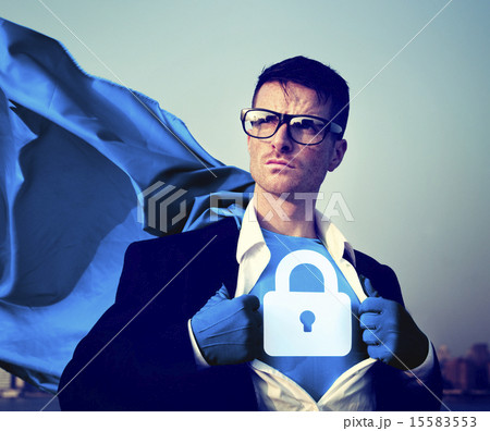 Strong Superhero Businessman Padlock Concepts Strong Superhero Businessman Padlock Concepts 15583553