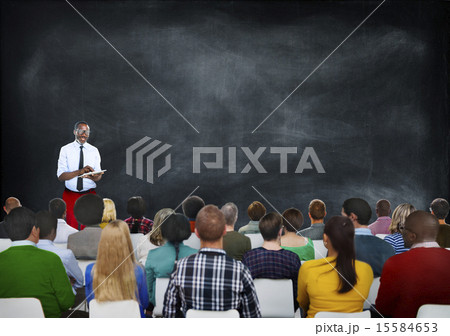 Multiethnic People Seminar Copy Space Conference Blackboard Conc 15584653